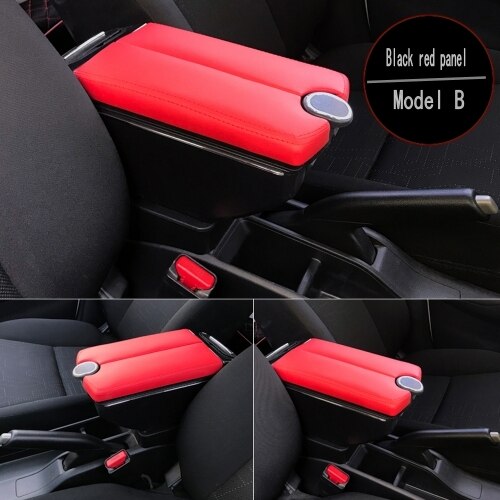 Boîte Convertible accoudoir pour Peugeot 307 CC, Double portes ouvert, 7usb centrale, boîte de rangement, accoudoir: B-Black red panel