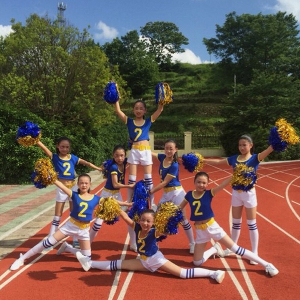 10 Pcs 25g Cheering Balls Squad Spirited Fun Cheerleading Kit Cheer Poms Cheerleaders Supples with Handle for Competitio: As Shown