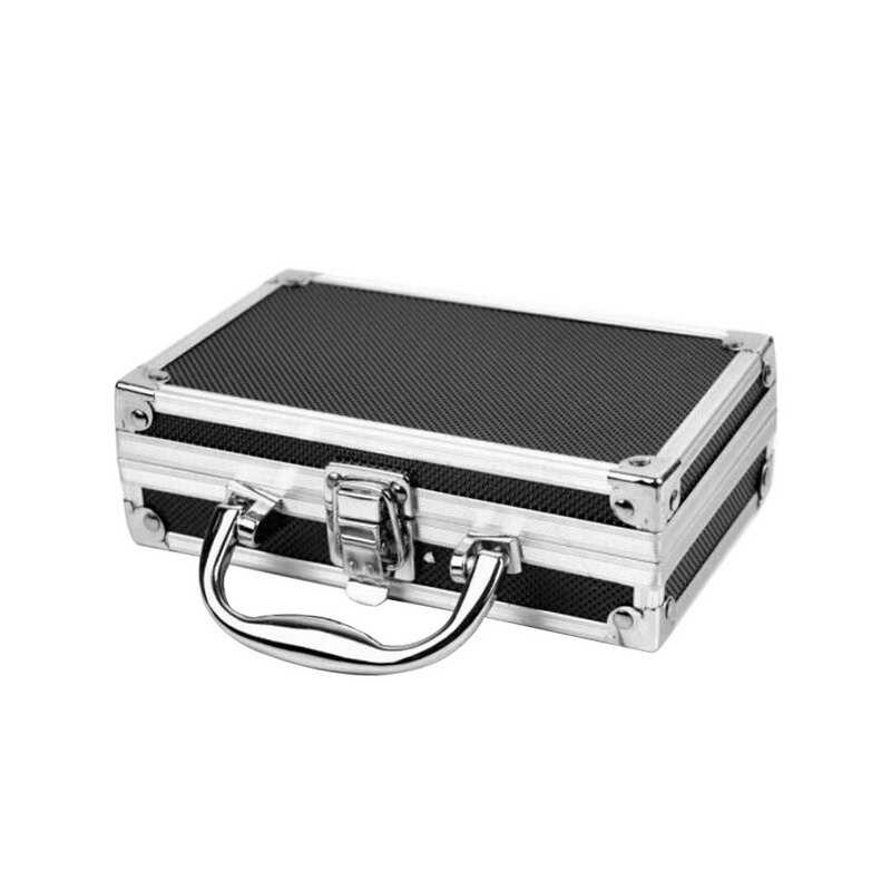 Værktøjskasser af aluminiumslegering holdbar svamp inde i bærbar robust organisator hårdt bærer praktisk opbevaringsboks rejsetaske bagage: 180 x 110 x 55mm 0.26kg