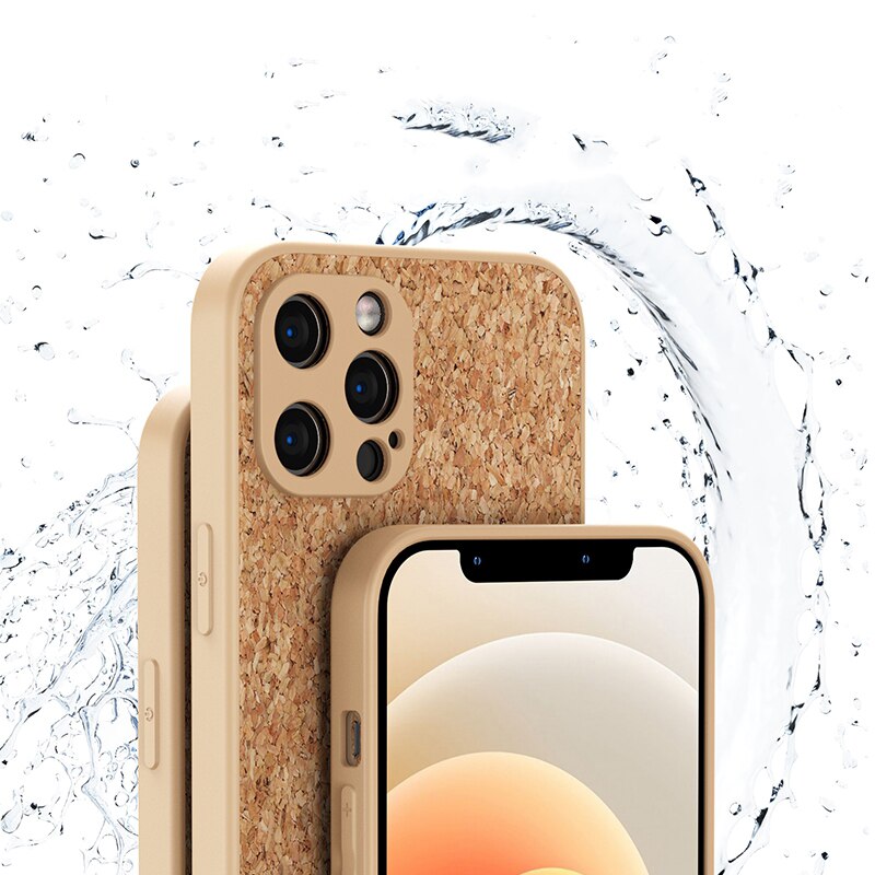 Voor Iphone 13 Pro Max Kurk Hout Ademend Telefoon Case Voor Iphone 12 11 Pro Xs Max Mini Xr X 6 6S 7 8 Plus Se Soft Silicone Cover