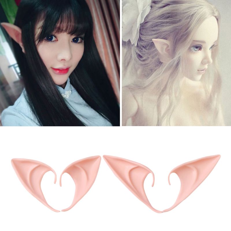 Masque Cosplay pointu oreilles d&#39;elfe en Latex, 1 paire, déguisement de fête de mascarade d&#39;halloween Q1FA