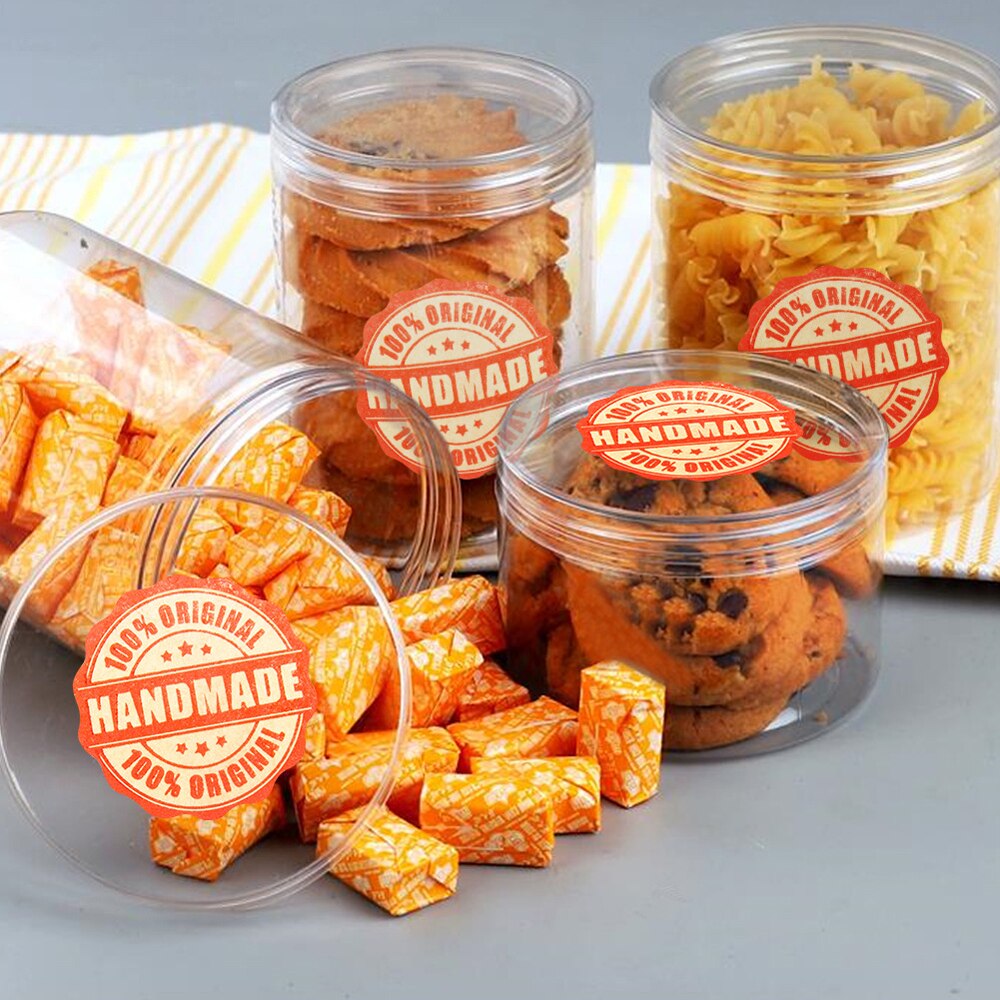 100-500pcs Handmade With Love Sticker For Cake Package Decoration Label Cute Kawaii Thank You Sticker Sticker Red Paper