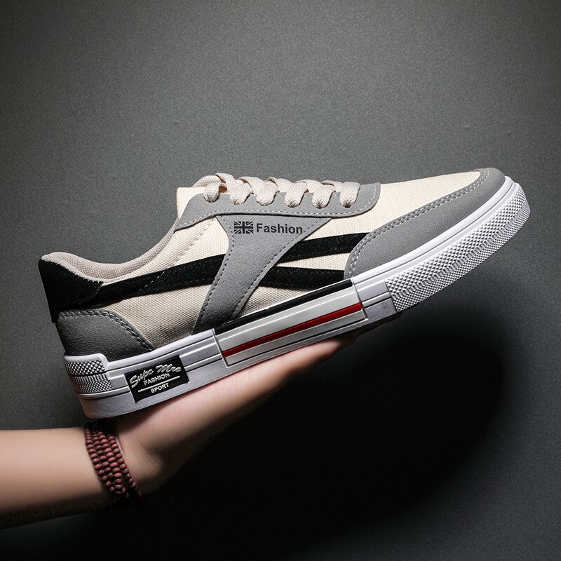 Heren vulkaniseren schoenen dames canvas schoenen veterschoenen casual heren platte schoenen heren sneakers zapatos hombre: Zwart / 41