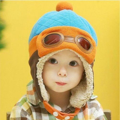 Nuovi Cappelli di Moda bambino Pilota Aviatore Cappello Paraorecchie Berretti Bambini Autunno Inverno Caldo Paraorecchie di Protezione per Le Orecchie cap bambino Accessori: Blu