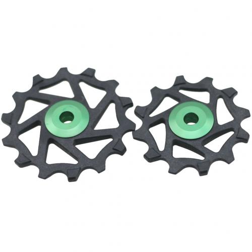 Rueda de polea de rodamiento de cerámica 12T 14T para Shimano XTR M9000 M980 M8000 piezas de repuesto para accesorios de bicicleta: green
