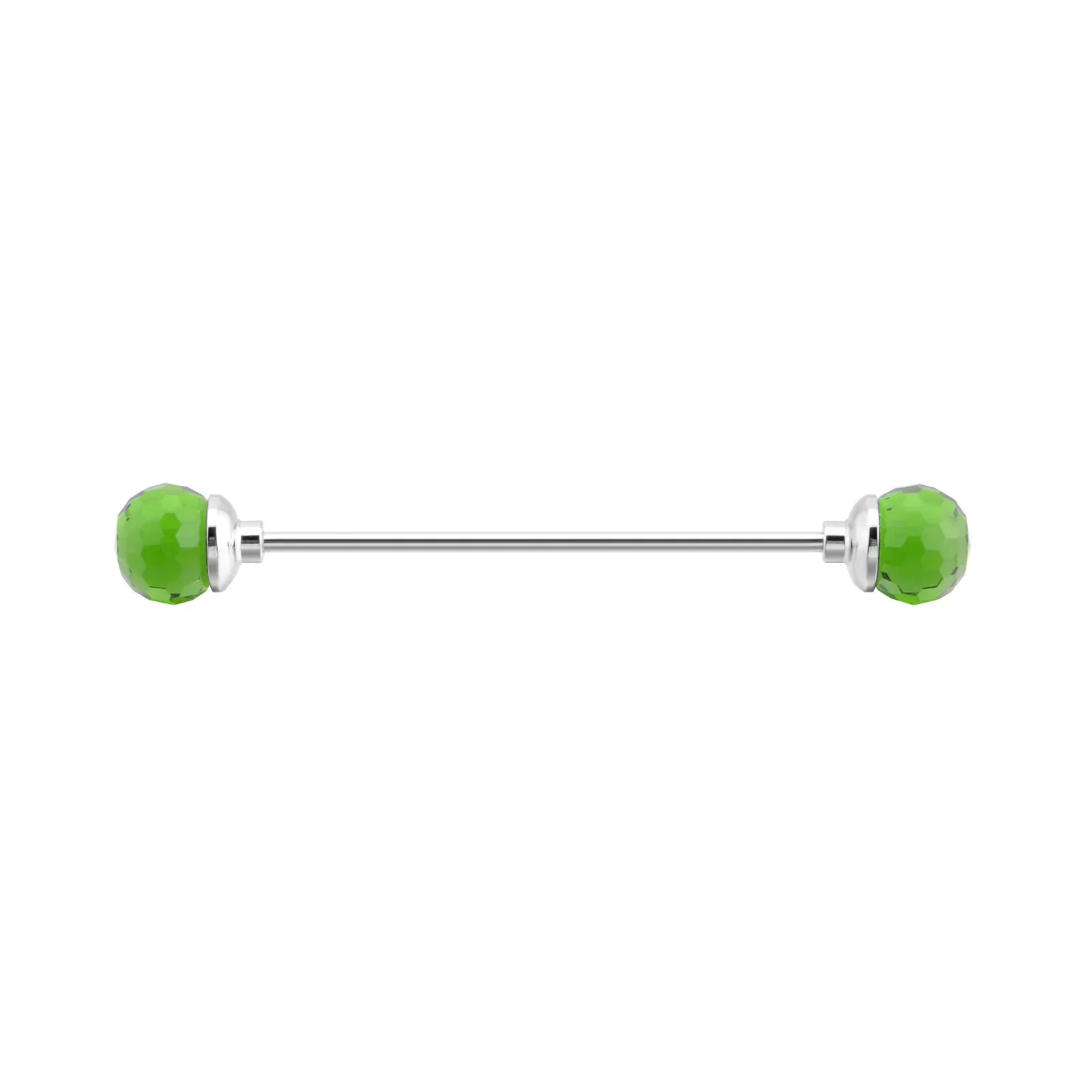 Épingle de col tendance pour hommes, chemise ronde à multiples facettes, trou de boule de cristal, épingles de collier, accessoires d&#39;affaires, peut dévisser: Green-Silver