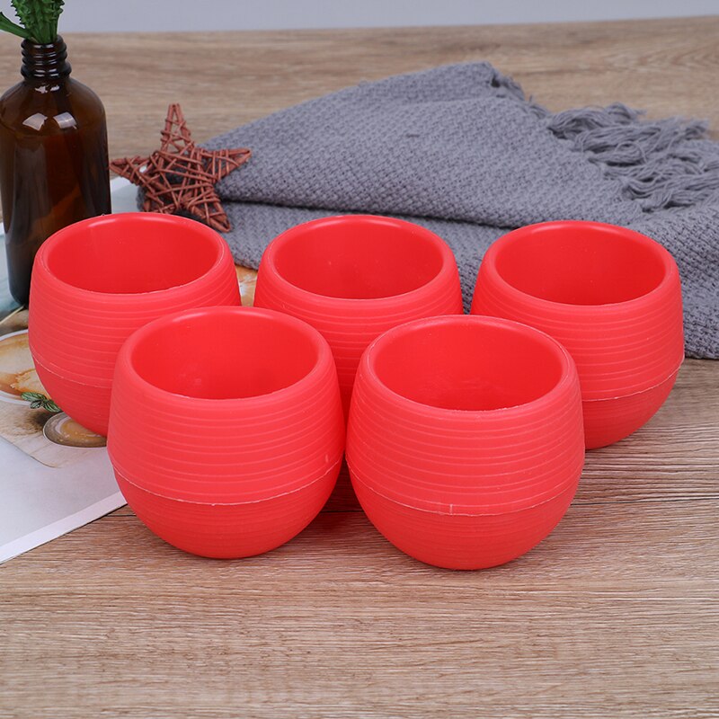 5Pcs Vasi di Fiori Mini Rotonda di Plastica Vaso di Fiori Vivaio Vaso di Fiori Bonsai Fioriera Vivaio di Complementi Arredo Casa: Rosso