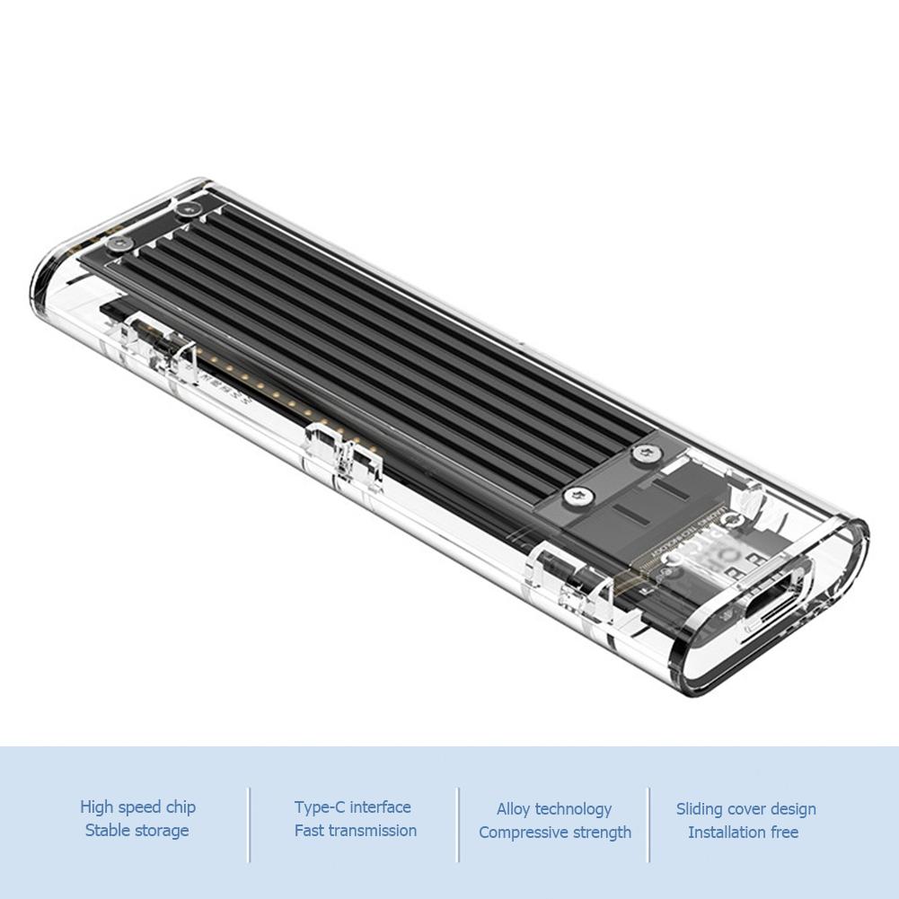 Orico  m2 ssd etui m .2 to usb type c gennemsigtigt harddisk kabinet nvme ssd kabinet til nvme pcie ngff sata m/b nøgle ssd disk