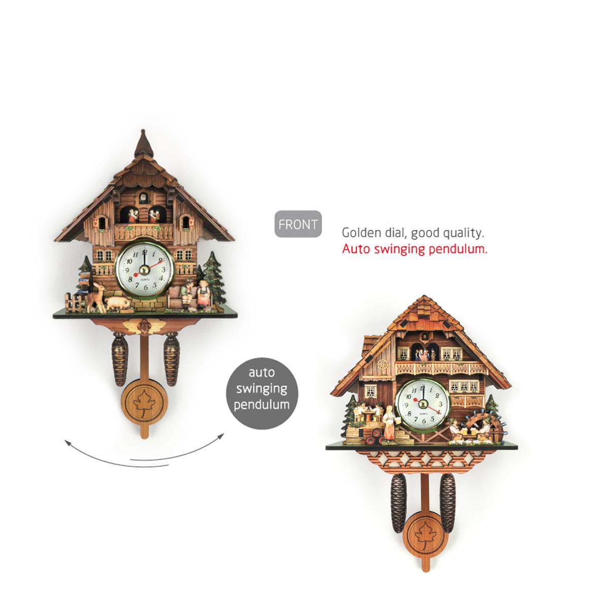 Cuckoo Clock Mount Wooden Wall Clock Alarm Clock Hanging Time Analog Auto Swinging Clock Pendulum Home Decorations