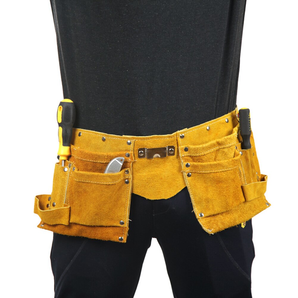 Multi-functional Tool Belt Pouch Leather Bag Pocket Heavy Duty Adjustable For Electrician Carpenter Joiner Men Women Tools Bag