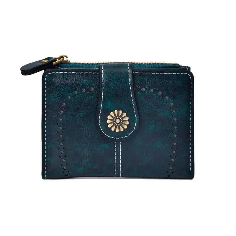 RFID Anti-Theft Retro Wallet for Women, Multi-Card Zipper, Zipper Buckle, Coin Wallet, Multi-functional Short Wallet: Donkergrijs