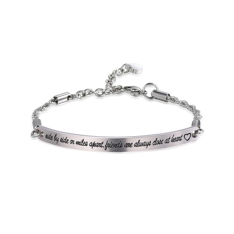 Friendship Sisters Bracelets Bangle Always my sister forever my friend Quote Engrave Bracelet Stainless Steel Women Jewelry