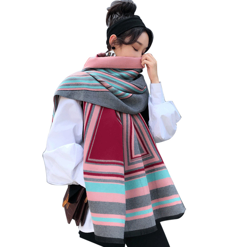 Dikke Faux Kasjmier Modieuze Patchwork Sjaals Voor Vrouwen Winter Poncho Vrouwelijke Jas Sjaal Vrouwen Tippet Shawl Pashmina