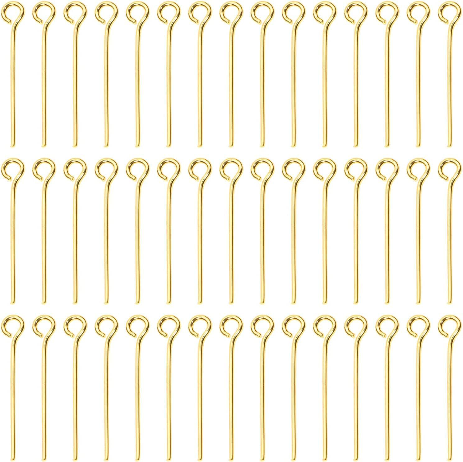 200 Uds 2,0 cm Mini alfileres de alambre de Metal rebordear pequeños alfileres de cabeza de ojo abierto agujas a granel para cuentas artesanales DIY: Oro
