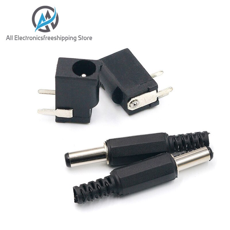 10Pcs Dc Power Connector Pin 2.1X5.5Mm Vrouw Plug Jack + Stekker Jack Socket Adapter Pcb mount Diy Adapter Connector 2.1X5.5: Male5 Female5 type4