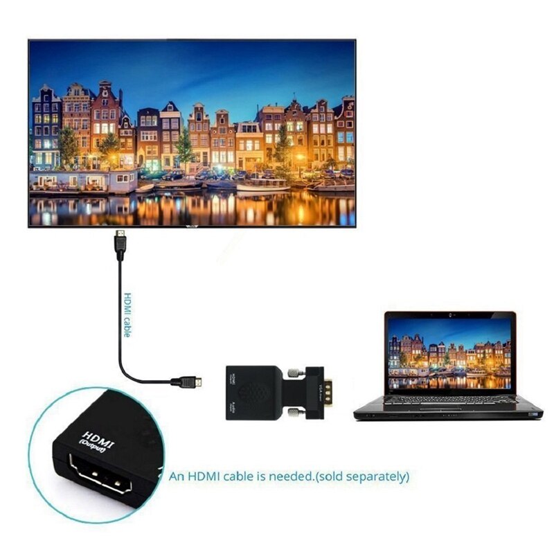 Vga Naar Hdmi Converter Vga Vrouwelijke Naar Hdmi Male Adapter Met O Adapter Voor Hdtv Monitor Projector Pc Laptop Tv-Box PS3