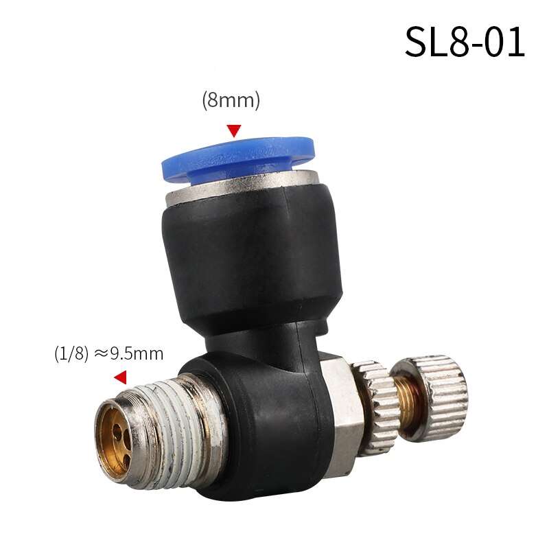 Pneumatic quick connect connector SL 4 6 8 10 12mm M5 "1/8" 1/4 "3/8" 1/2 air speed regulating valve Accelerator valve: SL8-01