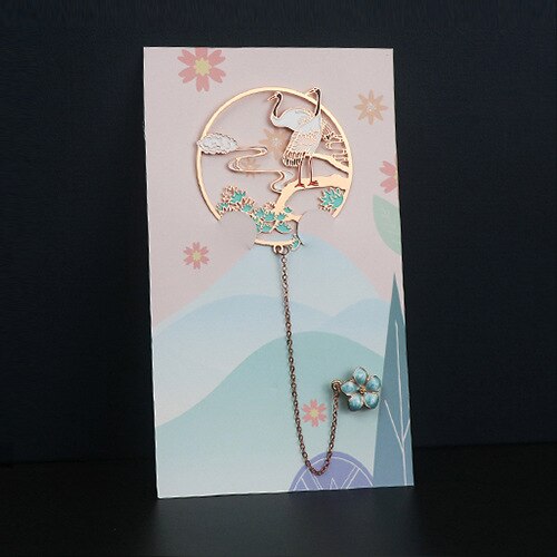 EZONE 1pc metal zakładka żuraw Sztuka zakładka wykwintne pomponem wisiorek dzień nauczyciela dzień matki prezent szkolne materiały biurowe: T3