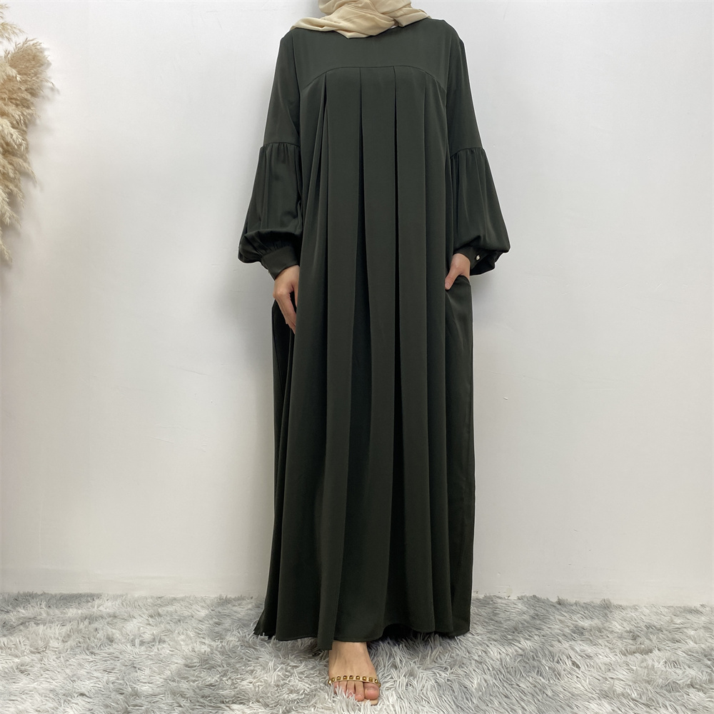 Shimmer Abayas Bishop manches femme musulmane vêtements Maxi robes en vrac dubaï turc modeste tenues décontracté Islam Ramadan Eid