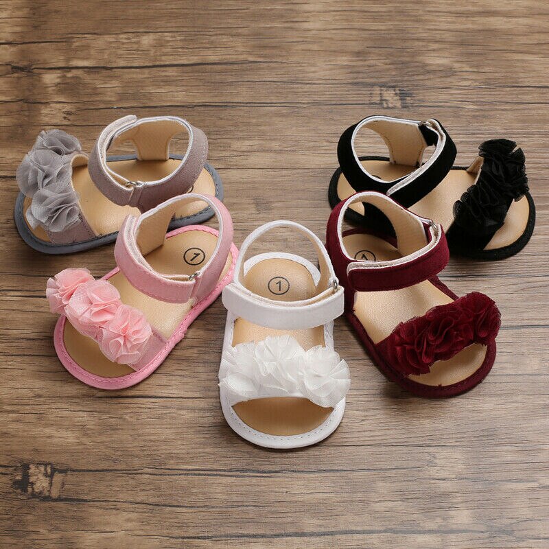 Zomer Zoete Meisje Bloem Sandalen Baby Peuter Zachte Zool Schoenen Prinses Kant Bloem Baby Meisje Schoenen Platte Zool 0-18 M