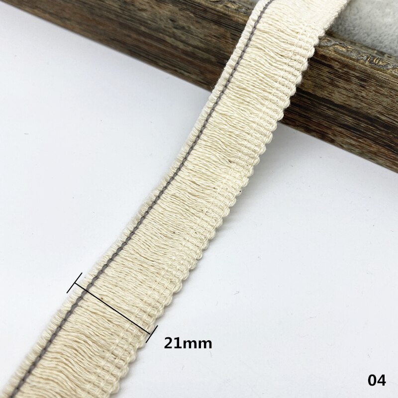 2 yards Biege Cotton Trim Ribbon Sewing Lace Kintted Fabric Handmade Craft Accessories: 04