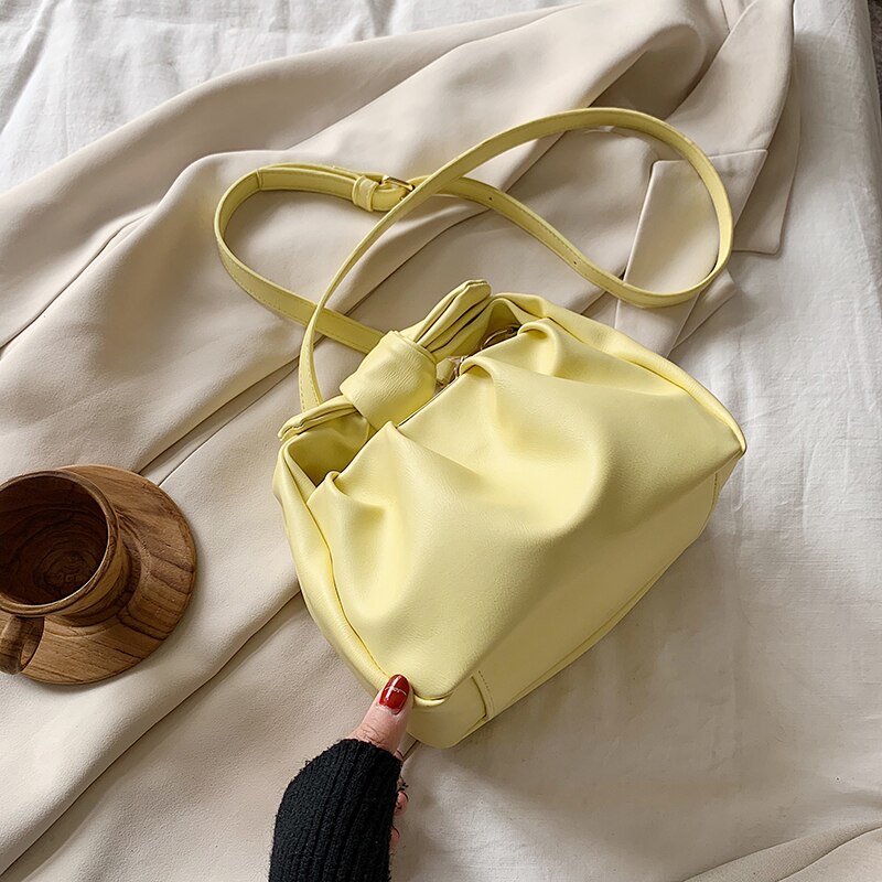 Small Tote bags Crossbody Bags For Women Summer Solid Color Shoulder Handbags Female Lady Soft PU Leather Cross Body Bag: Yellow