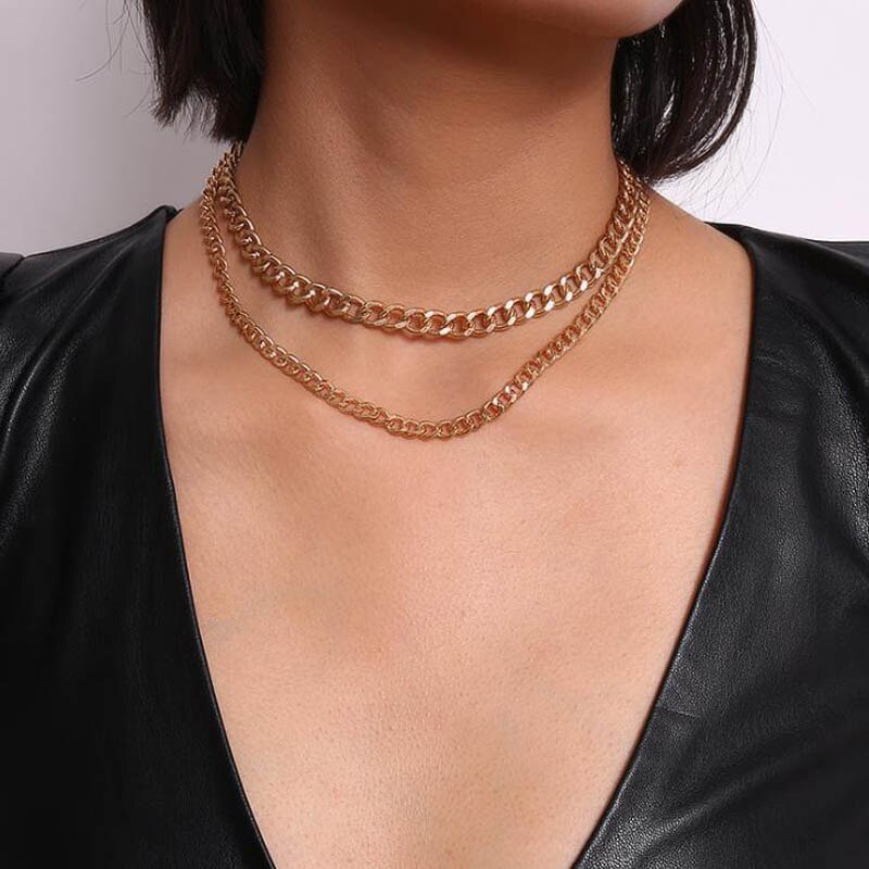 Punk Gold Chain Choker Necklace for Women Chunky Cuban Link Chains Necklaces Statement collares mujer Party Jewelry: C11