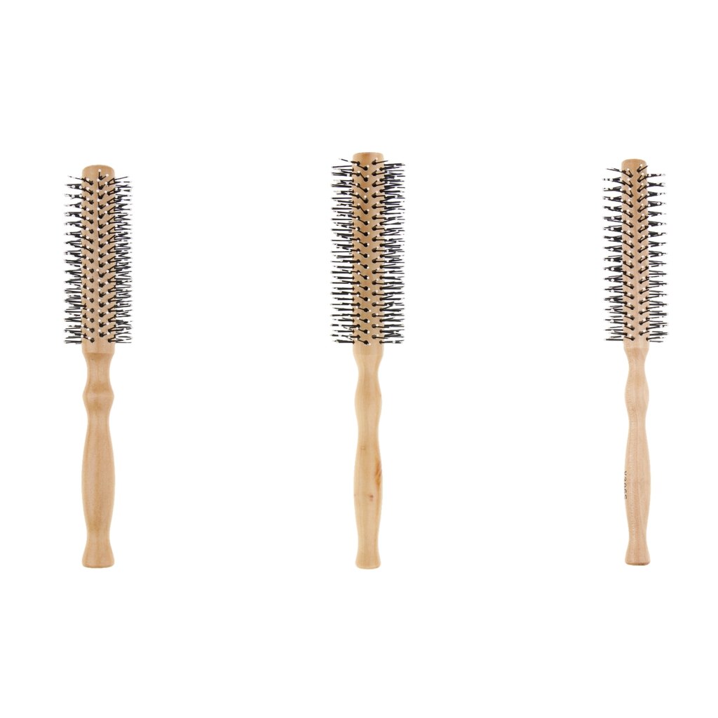 Wooden Bristle Brush Round Hair Comb Wavy Curly Styling Care Curling Brush