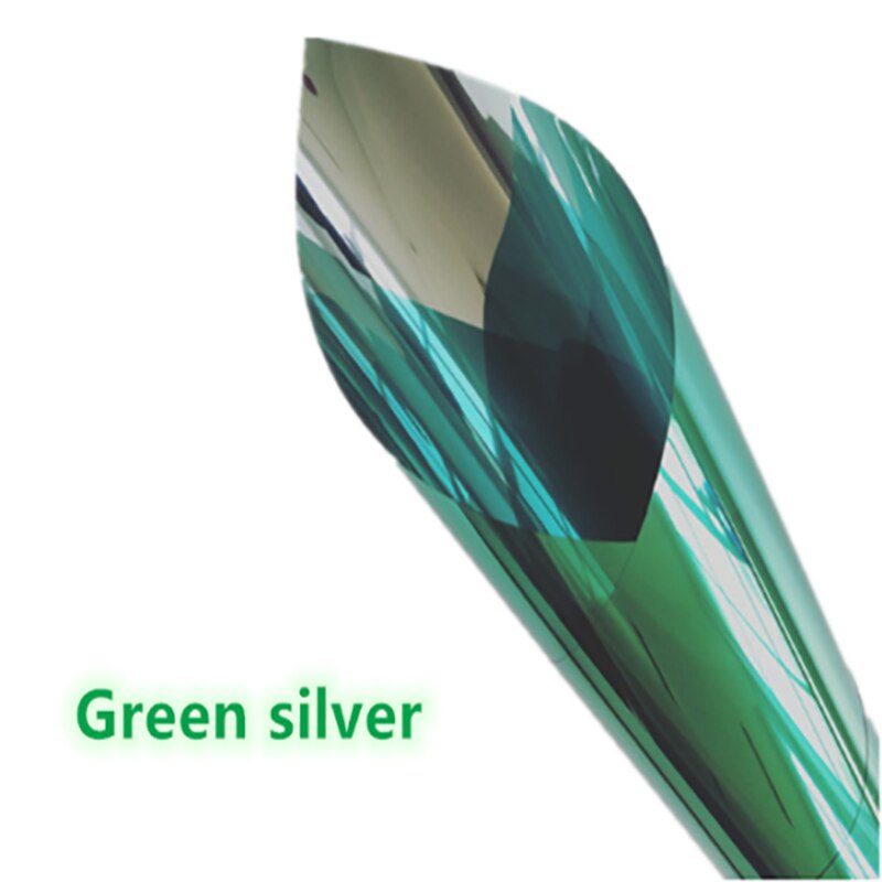 1M 1way Vision Horizontal Window Film Waterproof Mirror Silver Insulation Sticker UV Rejection Privacy Tint Film Home Decoration: Green silver / 1MX50CM