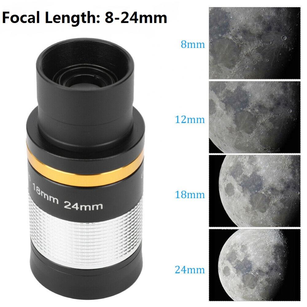 8 to 24-Millimeter 1.25-Inch Eyepiece for Telescope (Black+Silver)