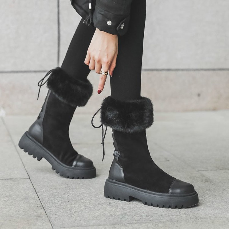 Vintersko dame sneakers solid platform sko til kvinder varme skridsikre snøresko dame plus size botas de mujer