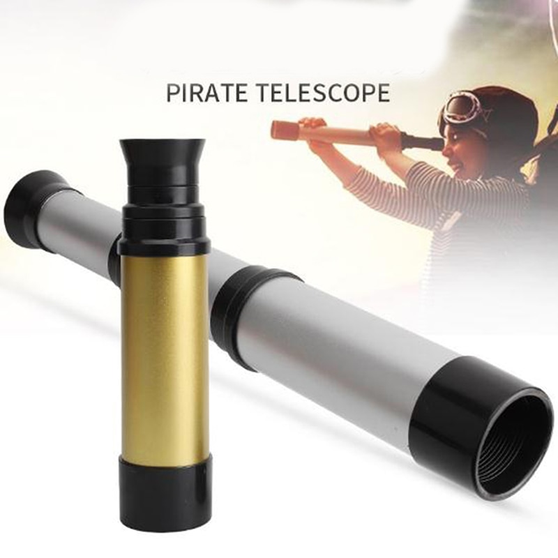 1pcs 35mm Plastic Vintage Handheld Zoomable Monocular Telescope Pirate Spyglass kids toy