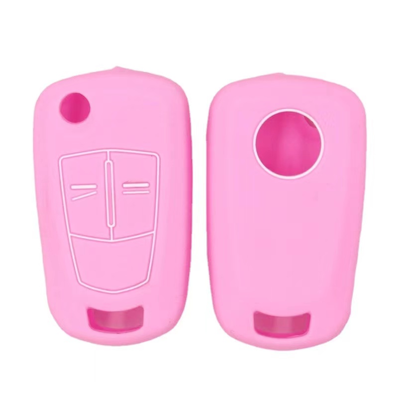 Siliconen 3 Knop Afstandsbediening Sleutel Autosleutel Siliconen Case Voor Opel Astra H Corsa D Badge Embleem Meriva Vauxhall Voor opel Corsa: pink
