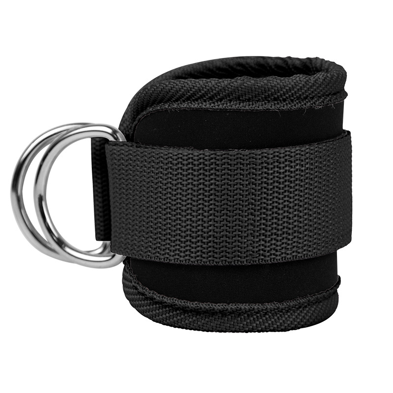 Correas de tobillo para gimnasio, puños acolchados de neopreno ajustables con doble anillo en D, soporte de entrenamiento para piernas y peso del tobillo, abductores de seguridad deportivos: Blanco