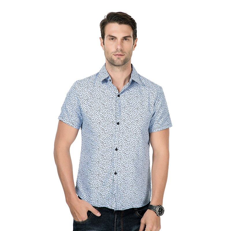 Men's Summer Shirts Mens Print Short Sleeve Shirts Casual Slim Business Good Cotton Comfortable Shirts Size 3XL