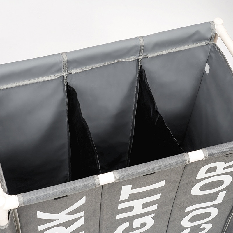 Large Capacity Rolling Laundry Basket Organizer 3 Grid Laundry Hamper Bin Waterproof Laundry Bags for Dirty Clothes Storage Box