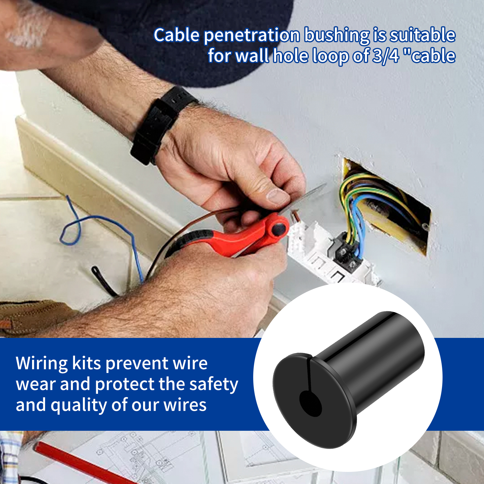 16Pcs Through the wall Cable Grommet for 3/4Inch Cable Ethernet Cable Organizer Network Wire Holes Grommet Wire Protection Cover