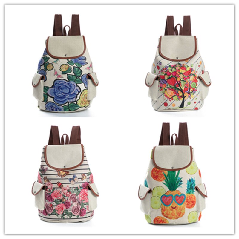 Mochila de lona con estampado Floral Retro Miyahouse para adolescentes, mochila escolar con de mariposa a rayas, mochila de viaje para niñas