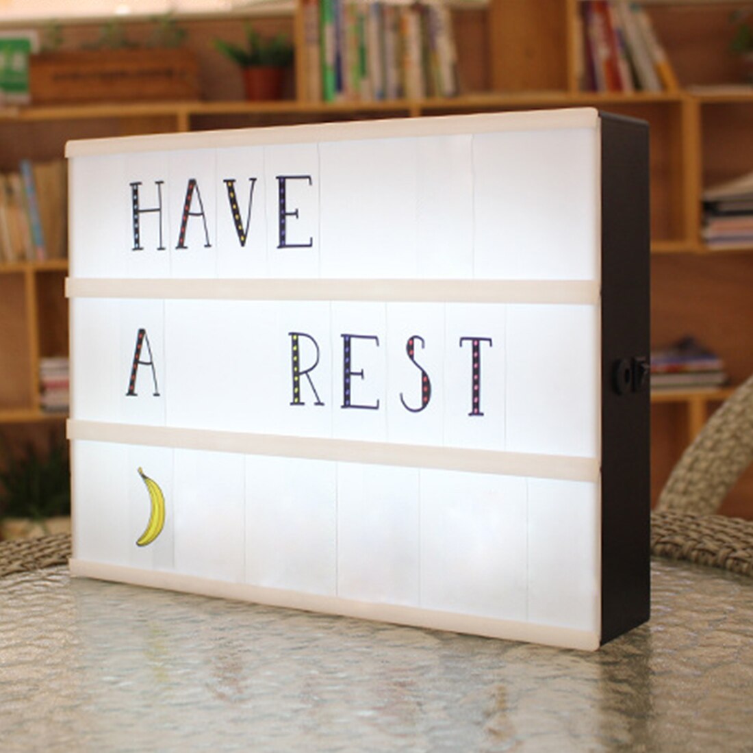 Cinematic LED Porch Light Up Sign Box Lightbox Message Board Cinema LED Letter Symbol Home Party Wedding Lamp Decor A6 size