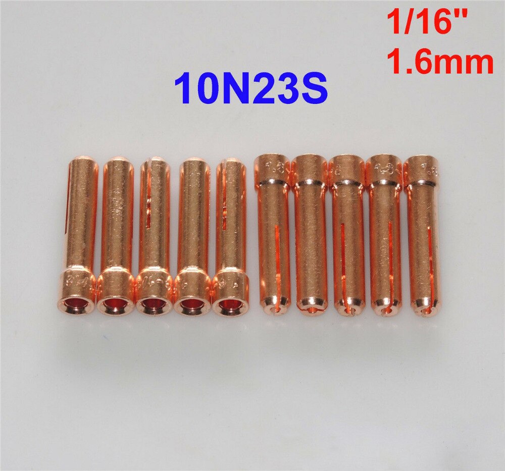 10N23S 1.6mm TIG Short Collet Tips For WP17 18 26 TIG Welding Torch Series 10pcs