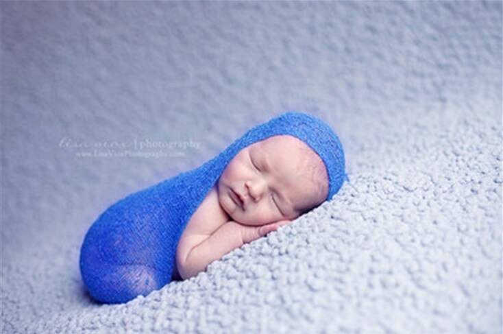 Stretch tricot maille Costume enveloppement -né photographie accessoires outils accessoire bébé enfants enveloppes emmailloter Photo vêtements: Bleu