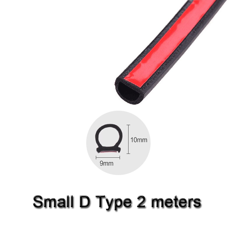 2 meter B Z P D Type Auto Rubberen Afdichting Geluidsisolatie Tochtstrip Edge Trim Geluidsisolatie Auto Deur Afdichting strip Stickers: Small D Type