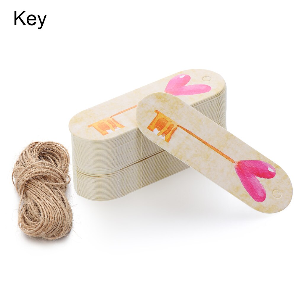 Étiquettes papier Kraft cœur à accrocher 50 pièces | Étiquettes autocollantes Kraft pour emballage de , décorations de fête: Key