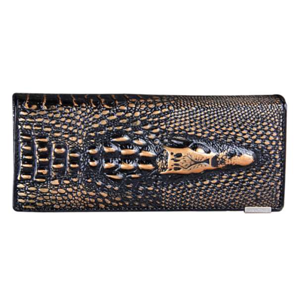 Genuine Leather 3D Embossing Alligator Ladies Crocodile Long Clutch Wallets Women Wallet Female Coin Purses Holders Brand: bronze