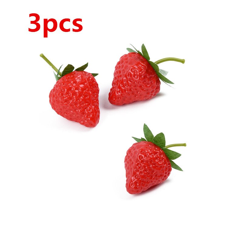 Kunstig frugt plast simulation jordbær model simulation frugt og grøntsager rekvisitter undervisning hjælp frugt dekoration: C 3 stk