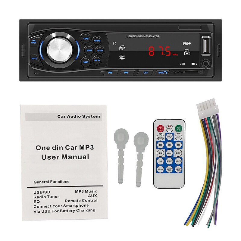 Bluetooth Vintage coche Radio MP3 jugador estéreo AUX USB coche de Audio estéreo 12 PIN