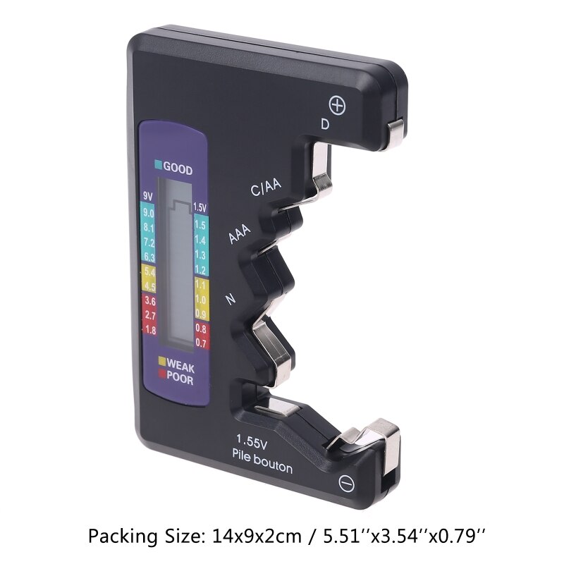 Digital Battery Checker Capacity Tester for C/D/9V/AA/AAA/1.5V Button Universal R9JC