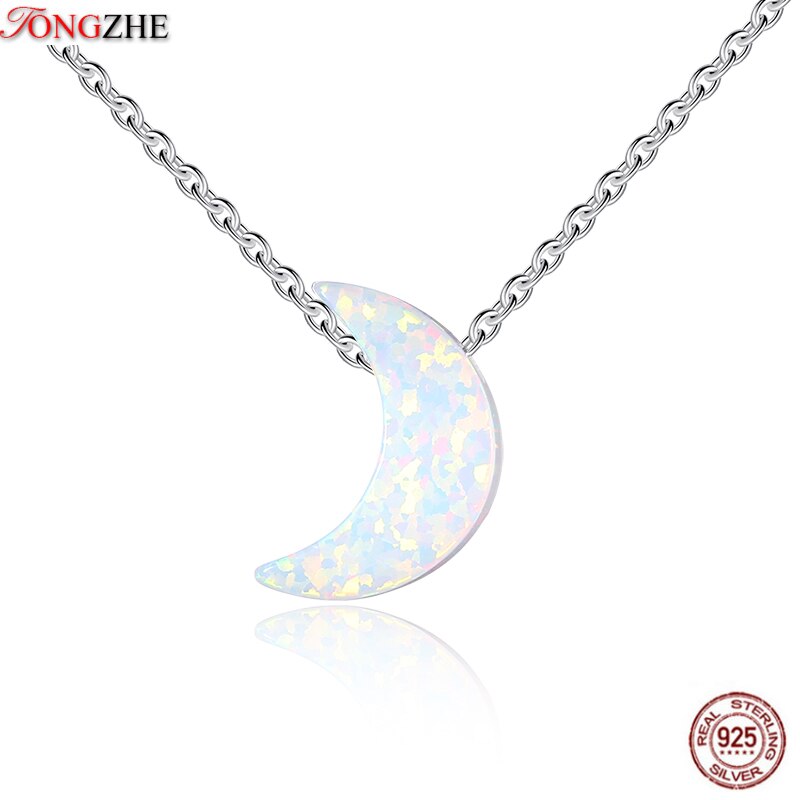 Tongzhe Leuke Kleine Fonkelende Maan Hanger Ketting Voor Vrouwen Sterling Zilveren Sieraden 925 Ketting Link Chain Choker Bijoux Femme