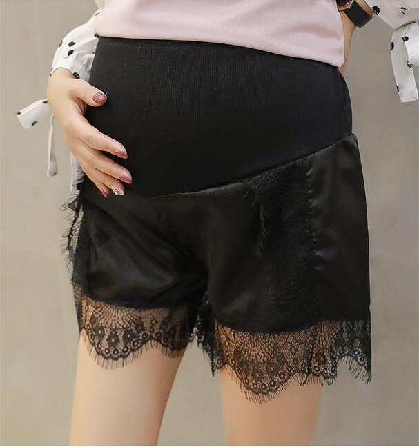 Sommer gravide blonder korte bukser til gravide kvinder tøj gravid tøj shorts mave jeans plus størrelse xxl: Sort / Xl
