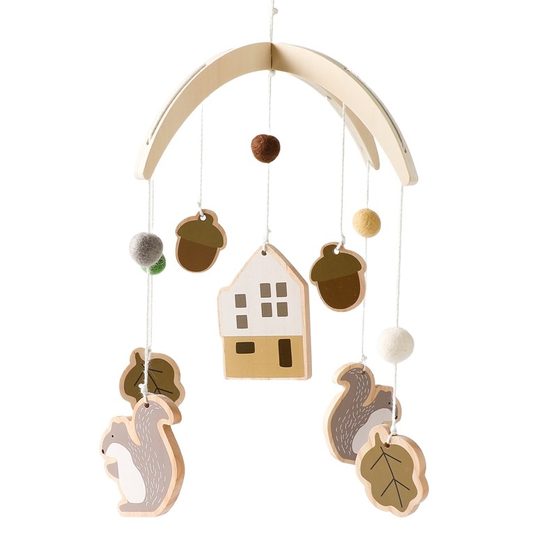 Baby Holz kleine Birdie Bett Glocke Halterung Cartoon Krippe Bett Glocke mobile hängende Rassel Spielzeug Kleiderbügel Baby Krippe Dekoration Access ori: violet